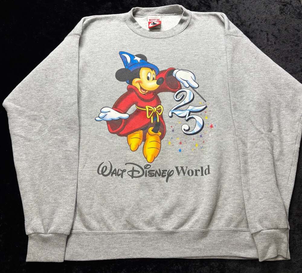 Men XL Vintage Walt Disney World 25th Anniversary Mickey Mouse Crewneck Sweater